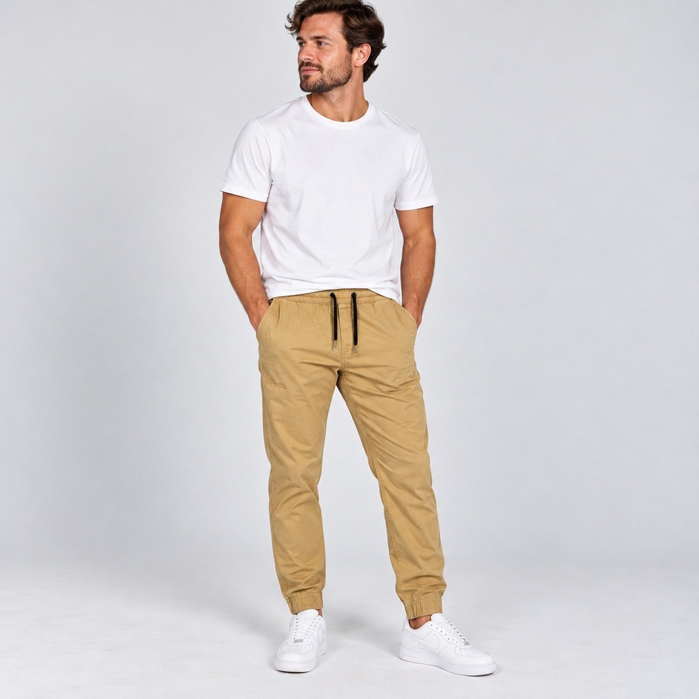 Hollister Mens Skinny Jogger Advanced Stretch Tan Khaki Pants Small S